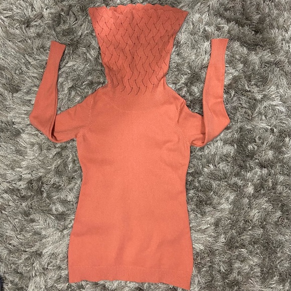 Elena Wang women orange wool blend long sleeve cowl neck sweater. Size S. Used. - Picture 6 of 11
